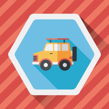 Uzun gölge ile ulaşım Spor Utility araç düz simgesi