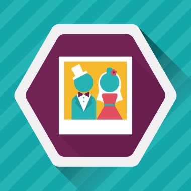 Düğün Fotoğraf düz simgesi ile uzun gölge, eps10