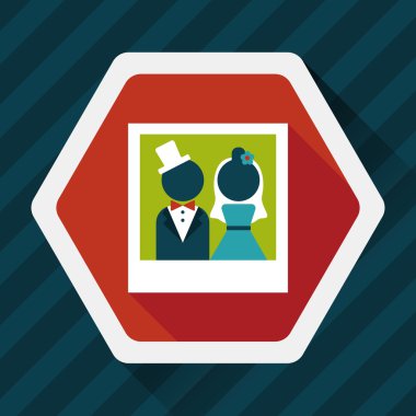 Düğün Fotoğraf düz simgesi ile uzun gölge, eps10