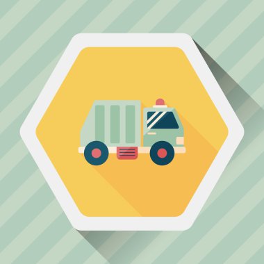 Uzun gölgeli çöp kamyonu simgesi, eps10