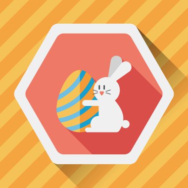 Paskalya tavşanı düz simgesi ile uzun gölge, eps10