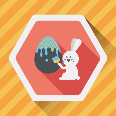 Paskalya tavşanı düz simgesi ile uzun gölge, eps10