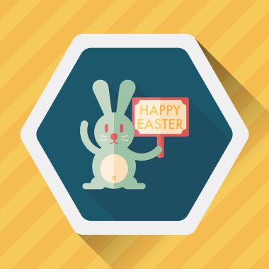 Paskalya tavşanı düz simgesi ile uzun gölge, eps10