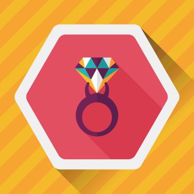 Elmas yüzük düz simgesi ile uzun gölge, eps10 teklif