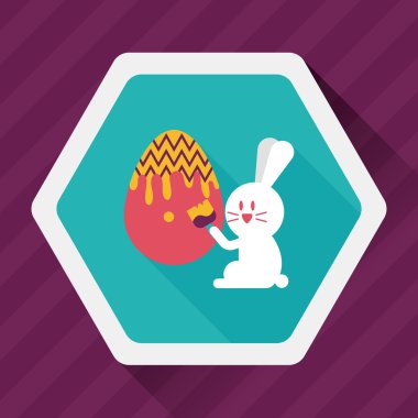 Paskalya tavşanı düz simgesi ile uzun gölge, eps10