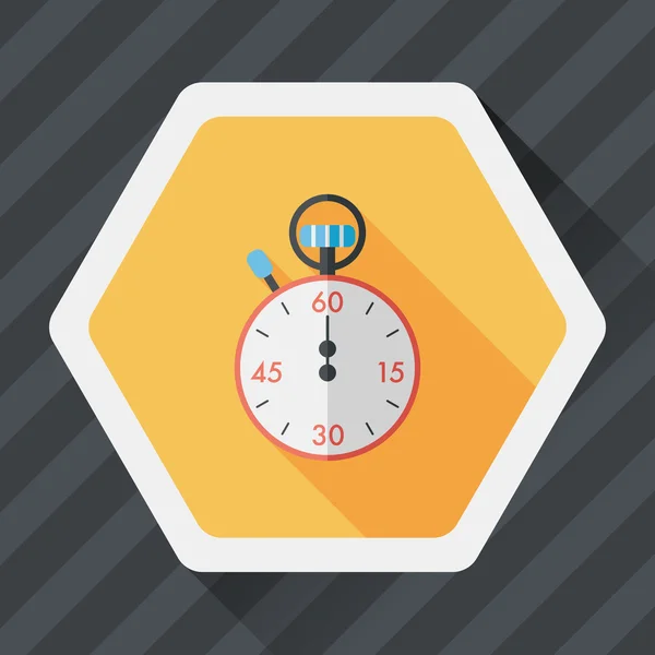 Stopwatch flat icon with long shadow, eps10 — стоковый вектор