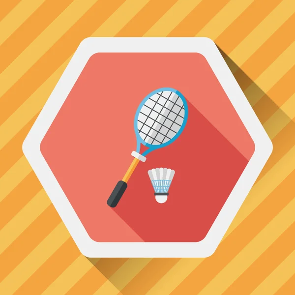 Raqueta de bádminton y bola icono plano con sombra larga, eps10 — Vector de stock