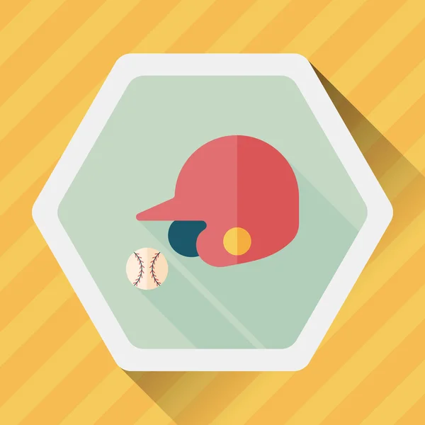 Casque de baseball icône plate avec ombre longue, eps10 — Image vectorielle