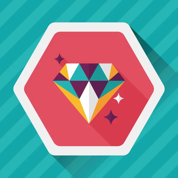 Proponer anillo de diamantes icono plano con sombra larga, eps10 — Vector de stock