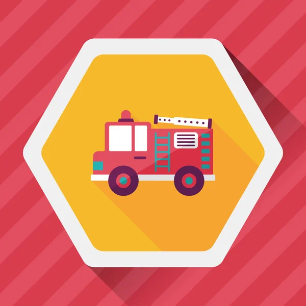 Transportation Fire truck flat icon with long shadow,eps10 — Stock Vector