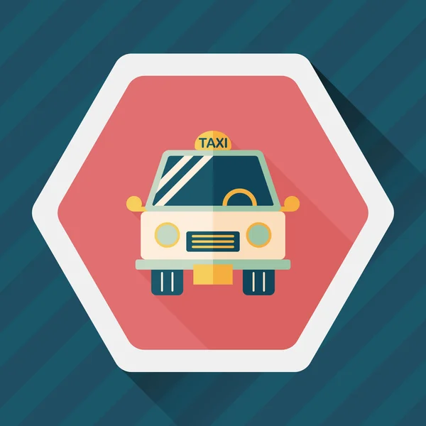 Vervoer taxi platte pictogram met lange schaduw, eps10 — Stockvector