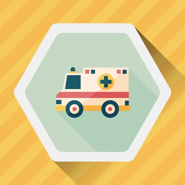 Transport Krankenwagen flache Ikone mit langem Schatten, Eps10 — Stockvektor