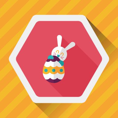 Paskalya tavşanı düz simgesi ile uzun gölge, eps10