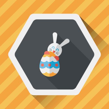 Paskalya tavşanı düz simgesi ile uzun gölge, eps10