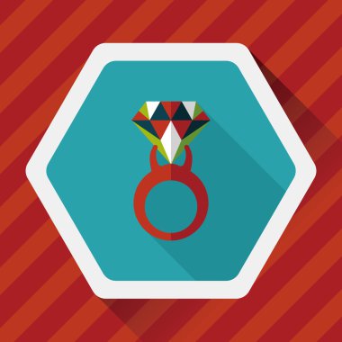 Elmas yüzük düz simgesi ile uzun gölge, eps10 teklif