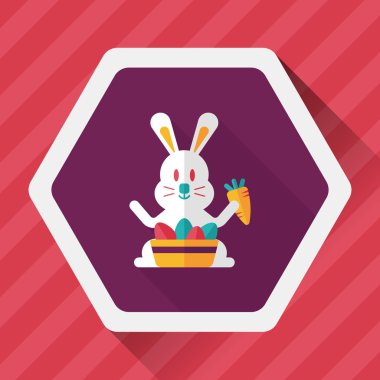 Paskalya tavşanı düz simgesi ile uzun gölge, eps10