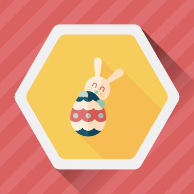 Paskalya tavşanı düz simgesi ile uzun gölge, eps10