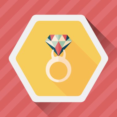 Elmas yüzük düz simgesi ile uzun gölge, eps10 teklif
