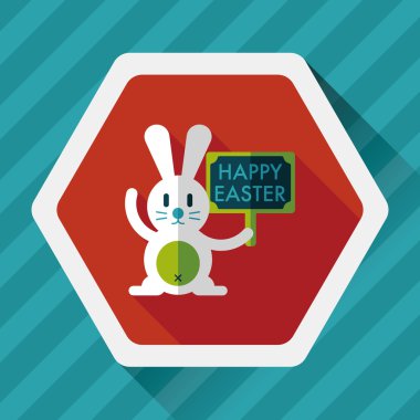 Paskalya tavşanı düz simgesi ile uzun gölge, eps10
