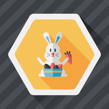 Paskalya tavşanı düz simgesi ile uzun gölge, eps10