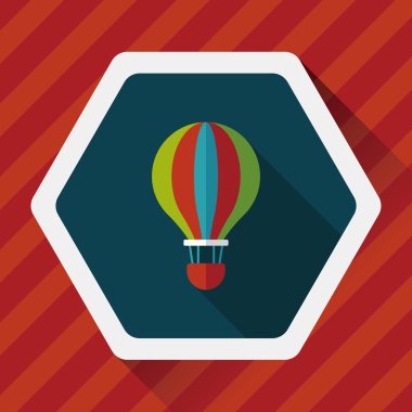 Uzun Gölge, eps10 ile ulaşım sıcak hava balon düz simgesi