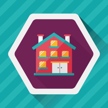 Bina daire düz simgesi ile uzun gölge, eps10