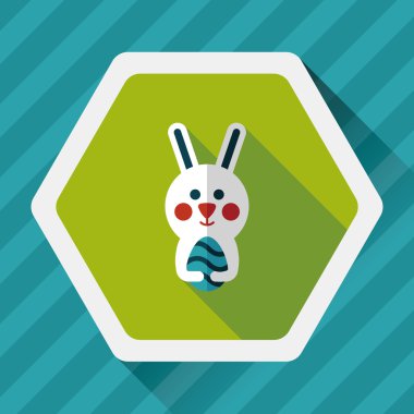 Paskalya tavşanı düz simgesi ile uzun gölge, eps10