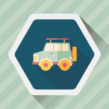 Uzun gölge ile ulaşım Spor Utility araç düz simgesi