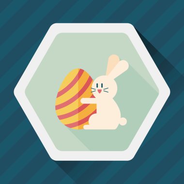 Paskalya tavşanı düz simgesi ile uzun gölge, eps10