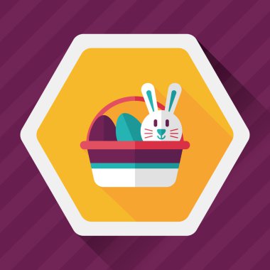 Paskalya tavşanı düz simgesi ile uzun gölge, eps10