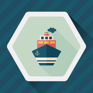 Uzun Gölge, eps10 ile ulaşım gemi düz simgesi