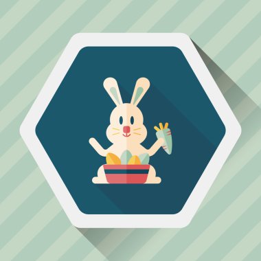 Paskalya tavşanı düz simgesi ile uzun gölge, eps10