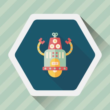 Robot kavramı uzun gölge, eps10 düz simgesiyle