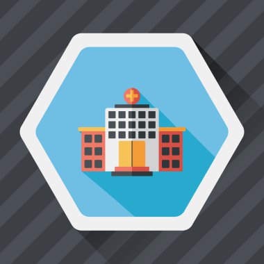 Hastane düz simgesi ile uzun gölge, eps10 bina