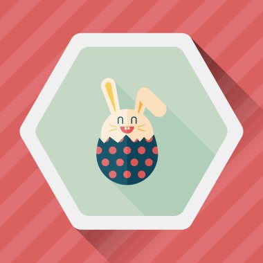 Paskalya tavşanı düz simgesi ile uzun gölge, eps10