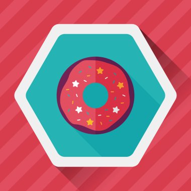 Donut düz simgesi ile uzun gölge, eps10