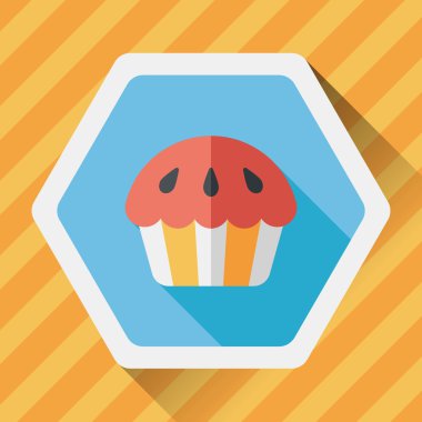 cupcake düz simgesi ile uzun gölge, eps10