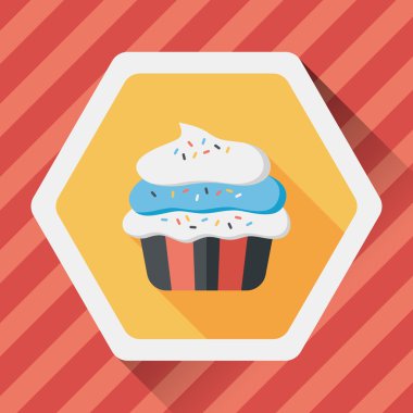 cupcake düz simgesi ile uzun gölge, eps10