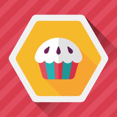 cupcake düz simgesi ile uzun gölge, eps10