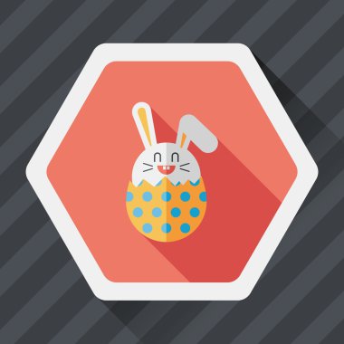 Paskalya tavşanı düz simgesi ile uzun gölge, eps10
