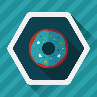 Donut düz simgesi ile uzun gölge, eps10