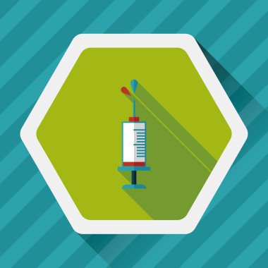 şırınga ile uzun gölge düz simgesi