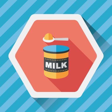 süt tozu süt gıda uzun gölge, eps 10 düz simgesiyle