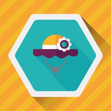 Kadın şapka düz simgesi ile uzun gölge, eps10