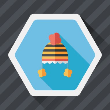 Bebek şapka düz simgesi ile uzun gölge, eps10