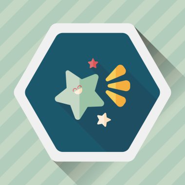 Uzay yıldız düz simgesi ile uzun gölge, eps10