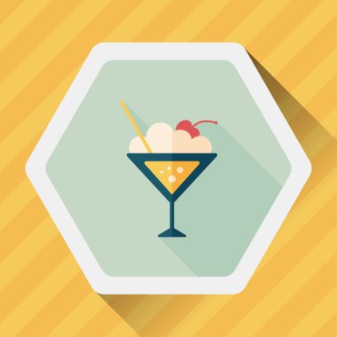 Uzun gölgeli kokteyl düz simgesi