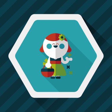 düğün çiçeği kız düz ikon, uzun gölge, eps10