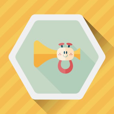 trompet veya boynuzu oyuncak düz simgesi ile uzun gölge, eps10