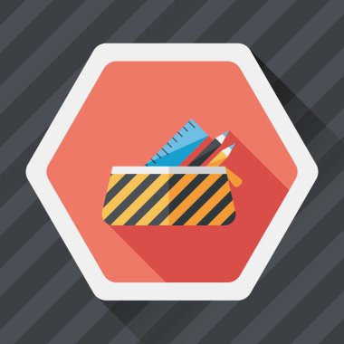 긴 그림자, eps10와 함께 연필 상자 플랫 아이콘